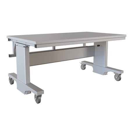 BOSTONTEC Manual Height Adjust Workbench, 36"d X 60"w, 1,200 lb cap, Laminate Top, w/Casters, Black AFH3660-FD36C-3M3660 - B